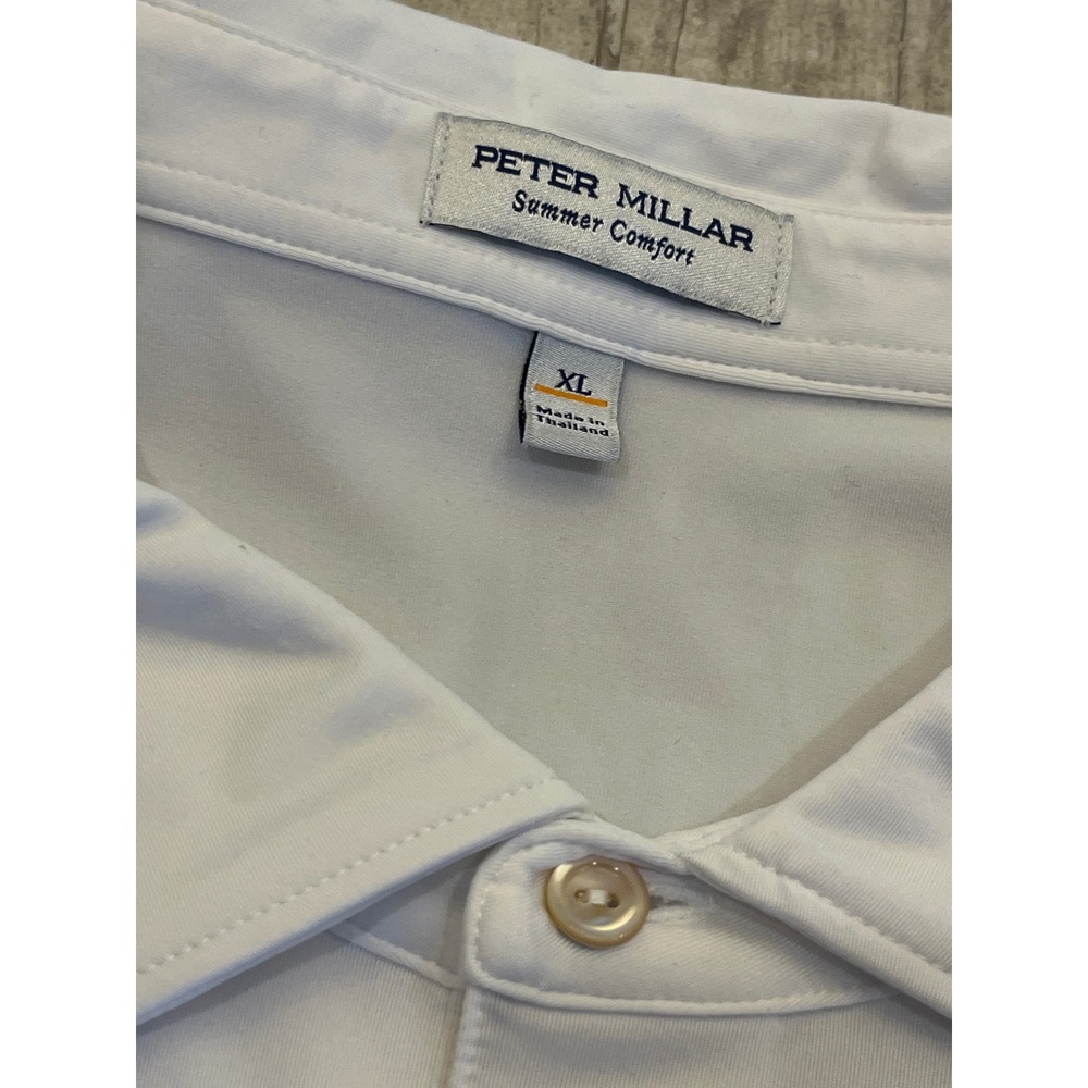 Peter Millar Summer Comfort‎ Polo Shirt Mens XL White Short Sleeve Golf Perfor